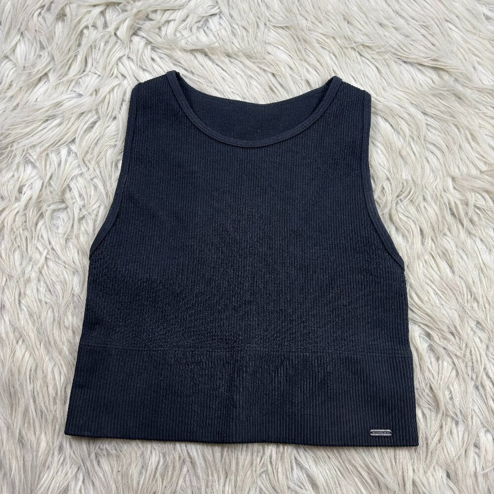 Gilly Hicks Ribbed High Neck Crop Top